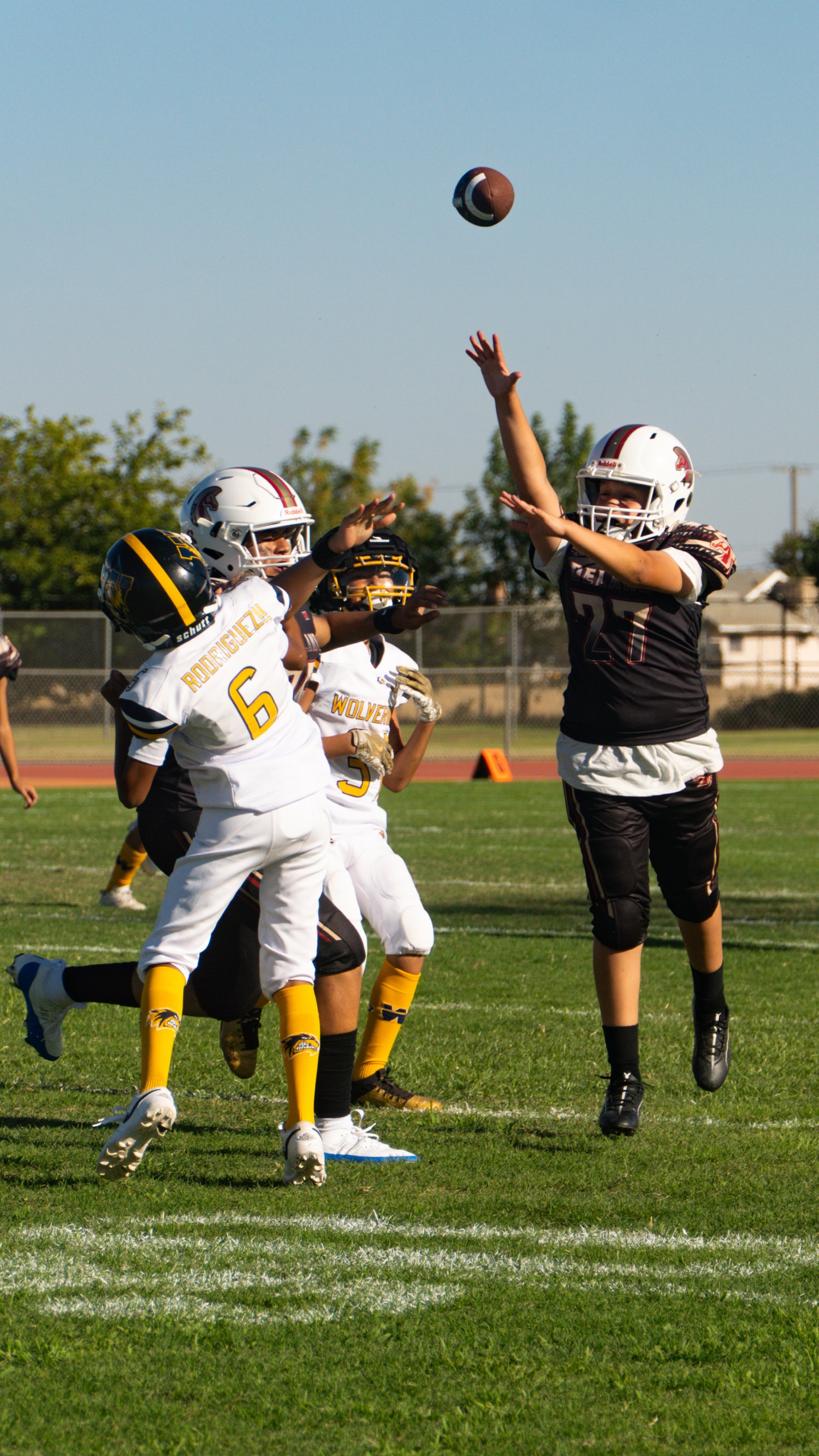 Pass in the air over the defense