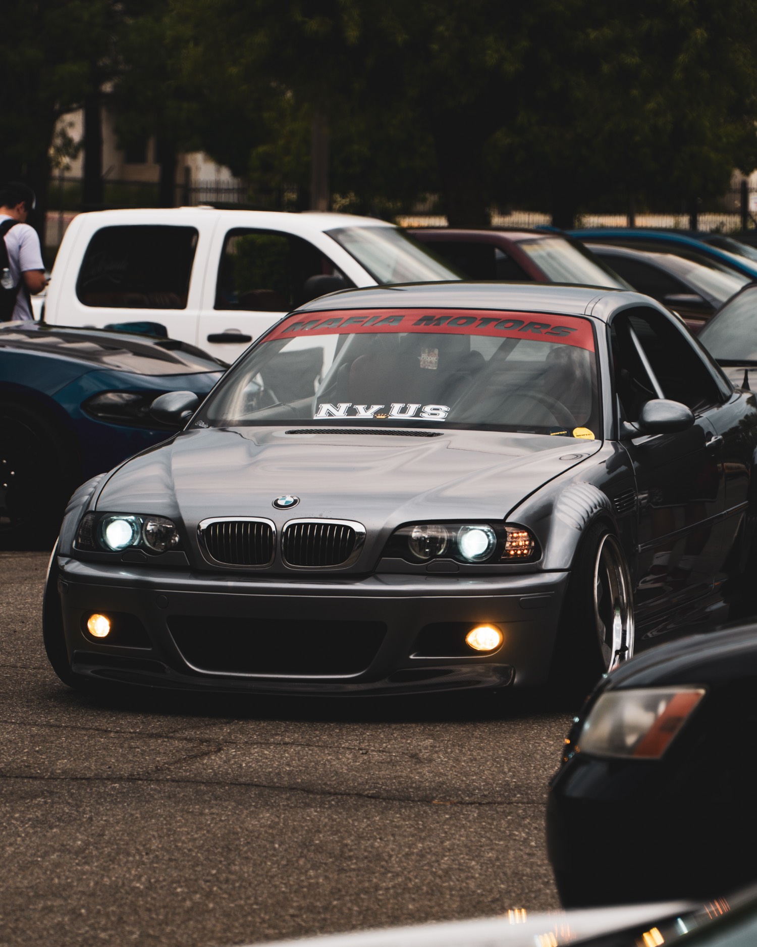Grey BMW at a car meet